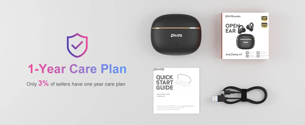 Ohayo A7 auriculares con Clip para la oreja auriculares inalámbricos Bluetooth 5,4 TWS auriculares abiertos con Clip impermeables con 4 micrófonos 40H de tiempo de reproducción