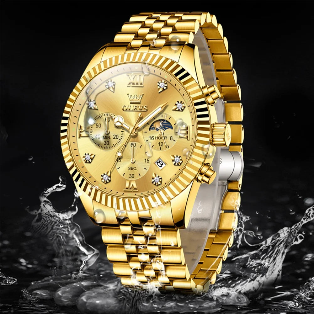Reloj de Cuarzo OLEVS 2932 para Hombre con Cronógrafo y Diamantes