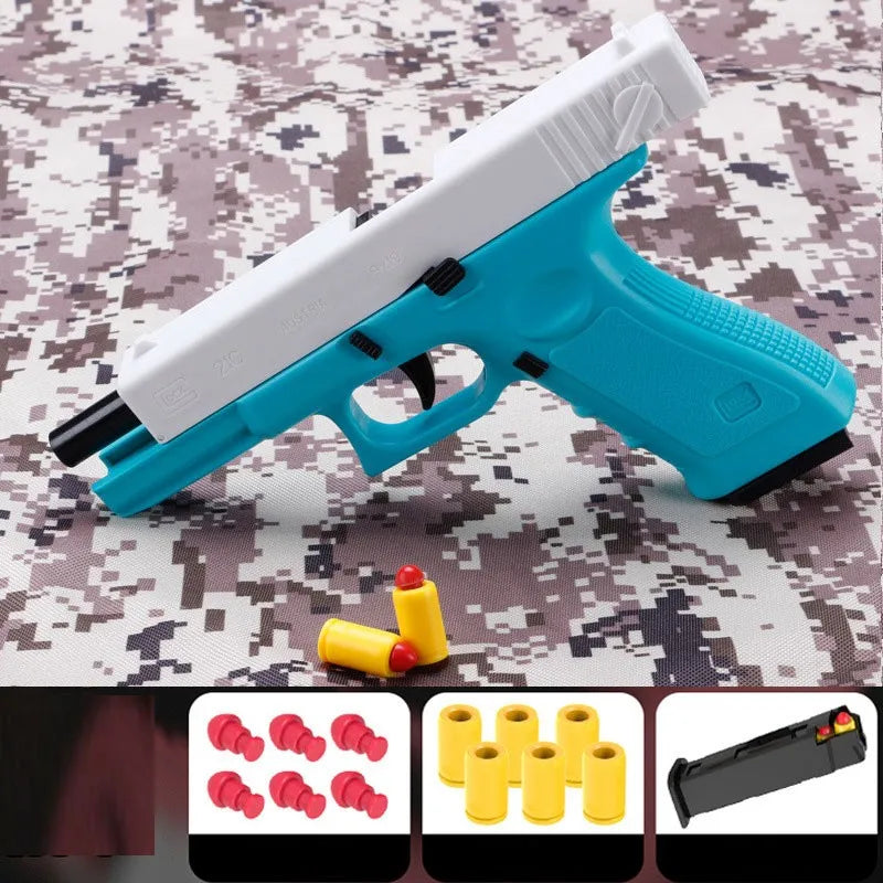 Pistola de juguete, pistola de mano, carcasa de bala suave, expulsión de dardos de espuma, tiro para adultos, niños y niñas, juegos de tiro al aire libre