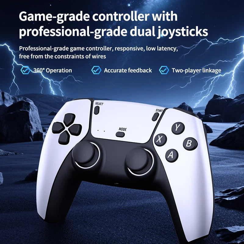 Consola de Juegos RS5 TV, Control Inalámbrico de Doble Joystick, 20000+64GB, Doble Joystick, 4K Retro, Compatible con PC, Android, TV GAME