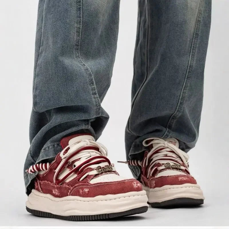 Zapatillas de skate de mezclilla retro para hombre con plataforma
