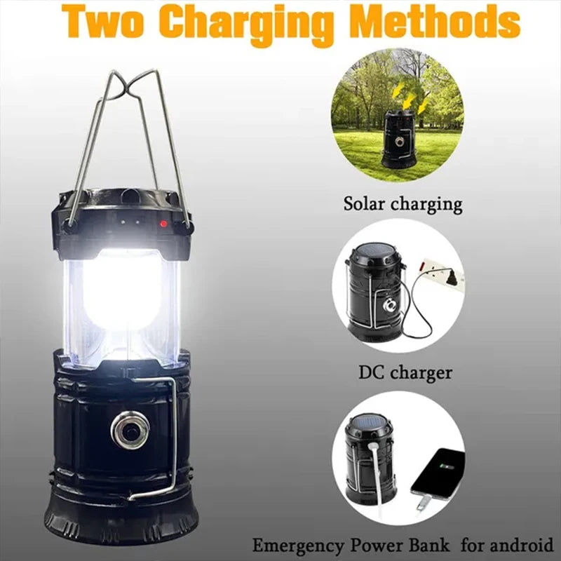 Linterna LED Portátil para Camping, Impermeable, Recargable por USB y Solar, Kit de Supervivencia para Emergencias en Interiores y Exteriores