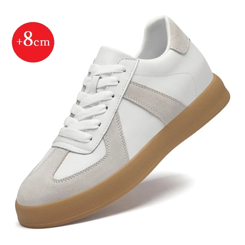 Zapatos invisibles con aumento de altura, zapatos de entrenamiento moral de 8cm, zapatillas informales transpirables de verano con aumento de altura interior para hombre, zapatos Forrest Gump versátiles Retro de cuero genuin