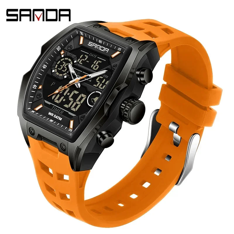 Reloj Deportivo Digital SANDA 6235 para Hombre con LED y Pantalla Dual