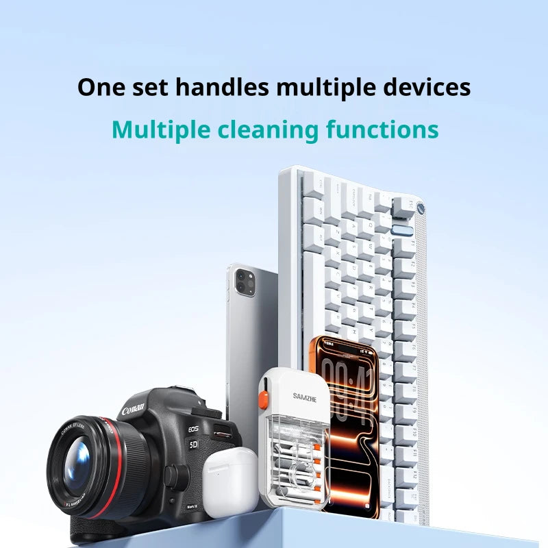 SAMZHE 14 en 1 Kit de herramientas de limpieza multifuncional Kit de cepillo de limpieza de teclado Bolígrafo de limpieza de auriculares para auriculares de teléfono Kit de limpieza profunda de teclado para puertos de