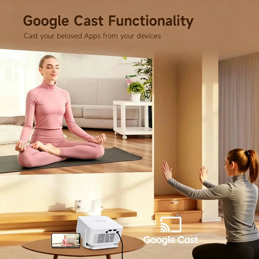 Proyector Magcubic HY300GT con Licencia Oficial de Google TV, Proyector Inteligente HD con Enfoque Automático, 400 ANSI Lúmenes, Android para Cine en Casa