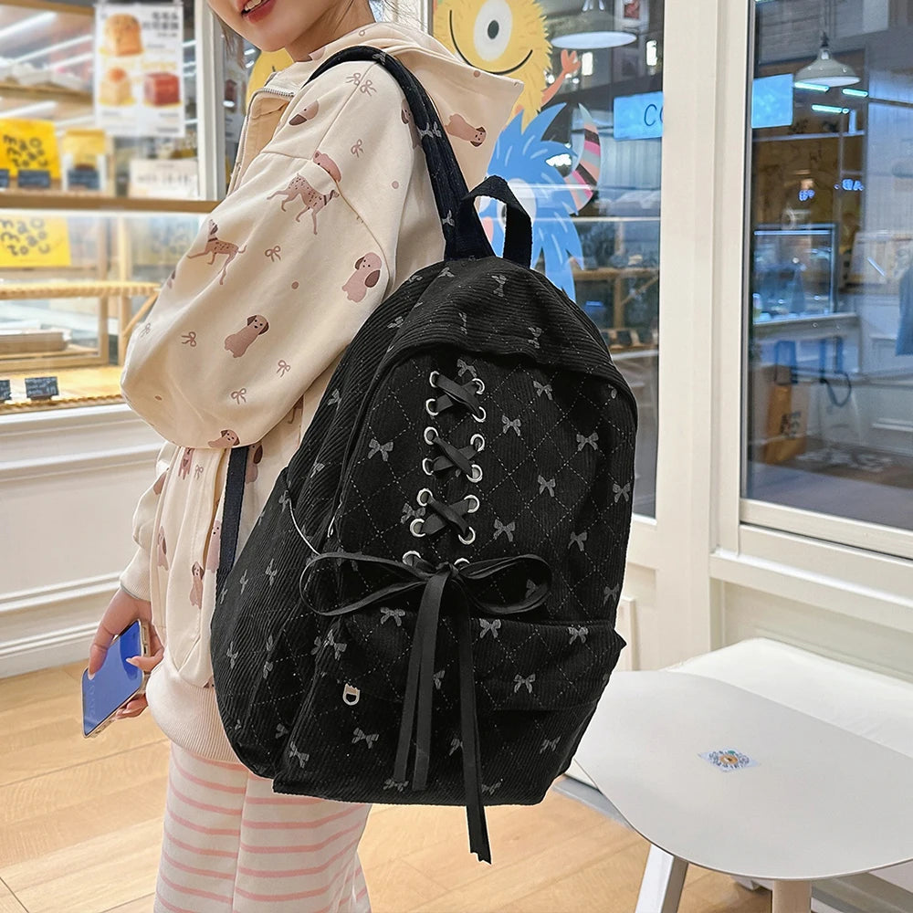 Mochila de Pana para Mujer, Gran Capacidad Estilo Universitario para Viajes