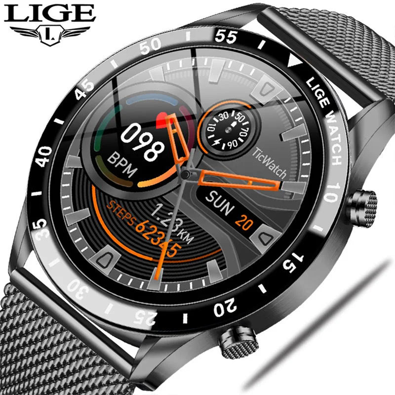 Smartwatch LIGE de lujo para hombre con llamadas Bluetooth y monitor de salud