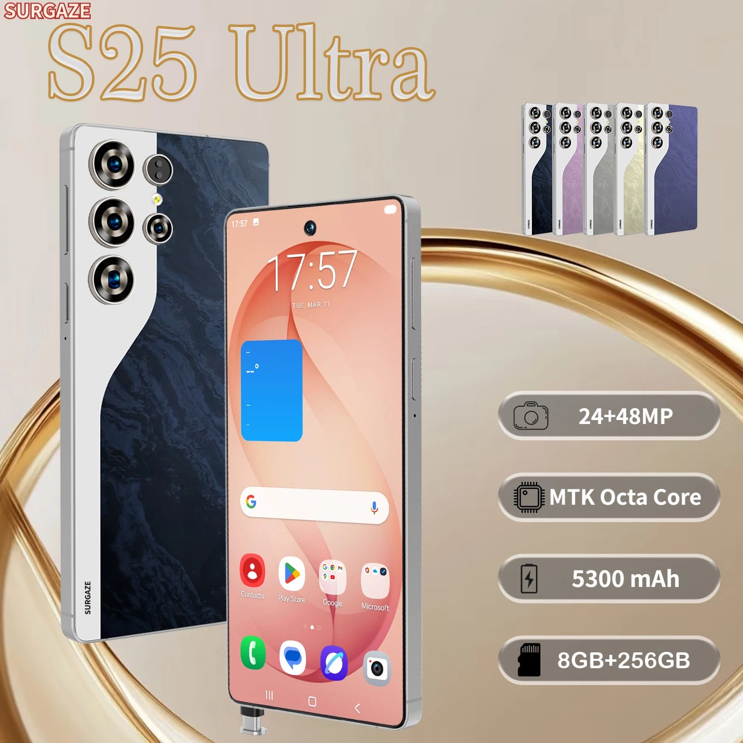 SURGAZE NUEVO 2026 S25 Ultra, Teléfono Inteligente Original, 5G, Batería de 5300 mAh, Pantalla de 6.6 Pulgadas, Versión Global