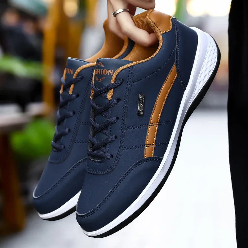 Zapatillas de deporte para hombre, zapatos deportivos informales, zapatos de cuero para caminar al aire libre para hombre, fondo suave para las cuatro estaciones