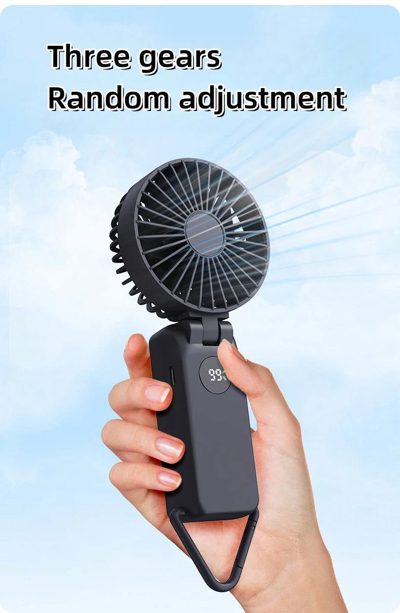 Nuevo Mini ventilador portátil de mano de 1800mAh, diseño de pantalla LED, 3 engranajes para aparatos de refrigeración portátiles de verano para interiores y exteriores