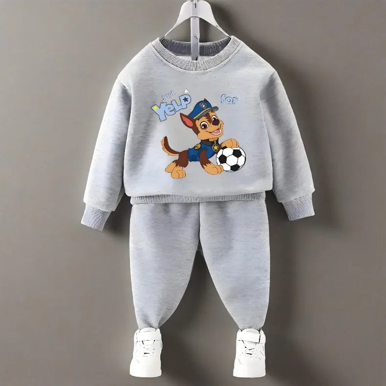 PAW Patrol primavera otoño niños jersey con cuello redondo y pantalón de chándal conjunto de dos piezas sudaderas con capucha casuales para niños conjuntos de ropa deportiva para niños traje
