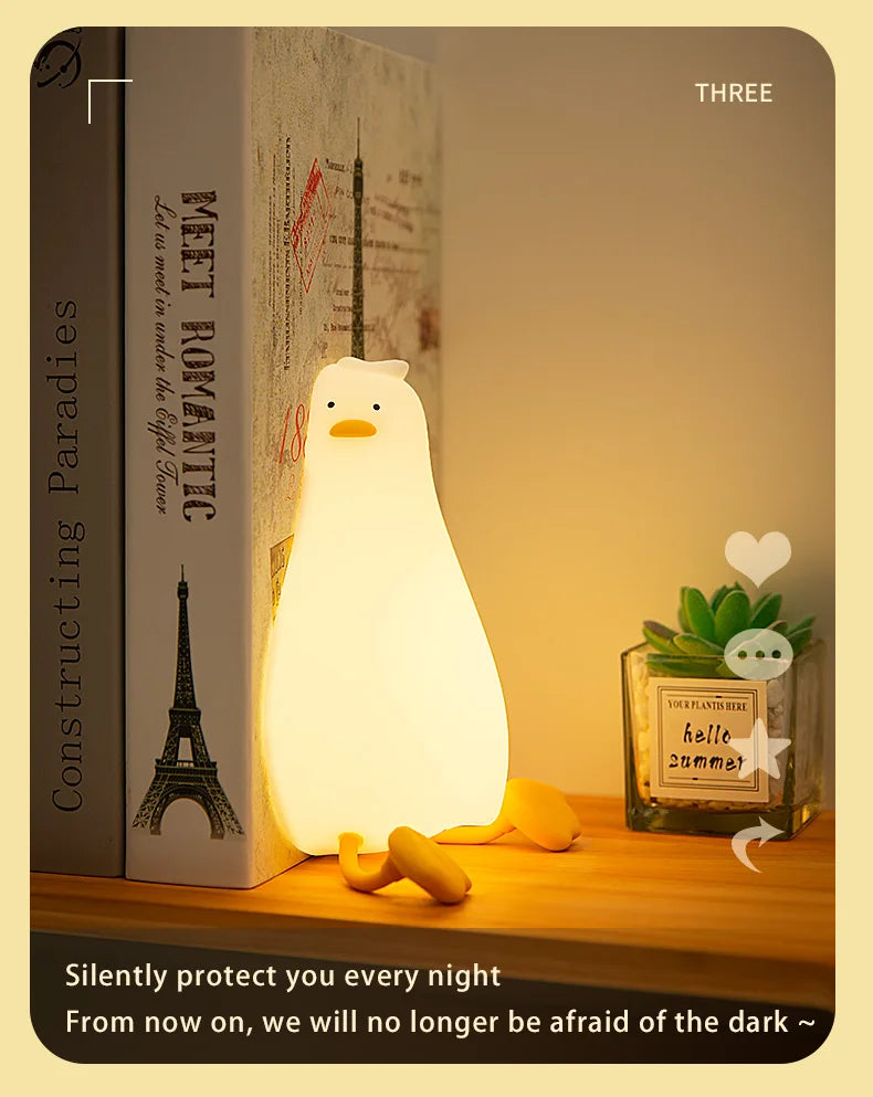Lámpara LED Nocturna de Silicona con Forma de Pato