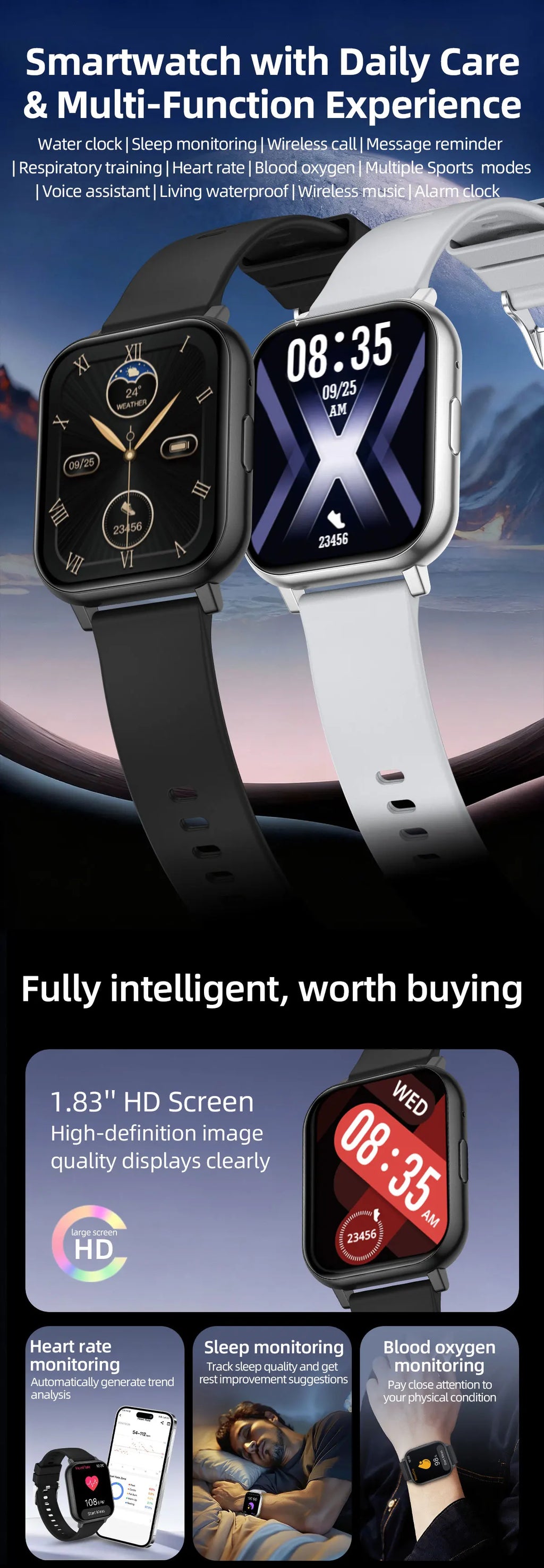 LIGE Reloj Inteligente HD 1.83 Deportivo