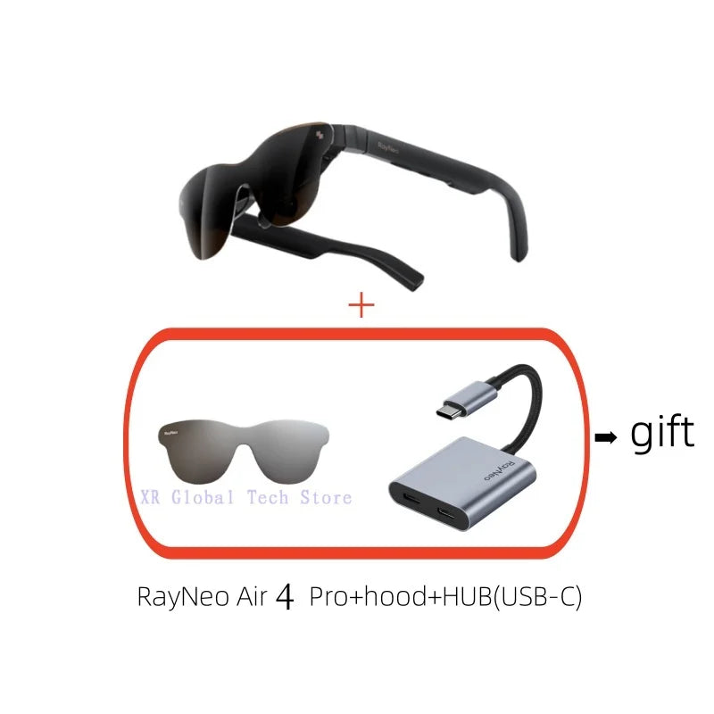 Gafas AR inteligentes RayNeo Air 4 Pro, compatible con HDR10, 3840 Hz, 4 parlantes, 1200 lentes, pantalla micro-OLED de doble capa, transparente