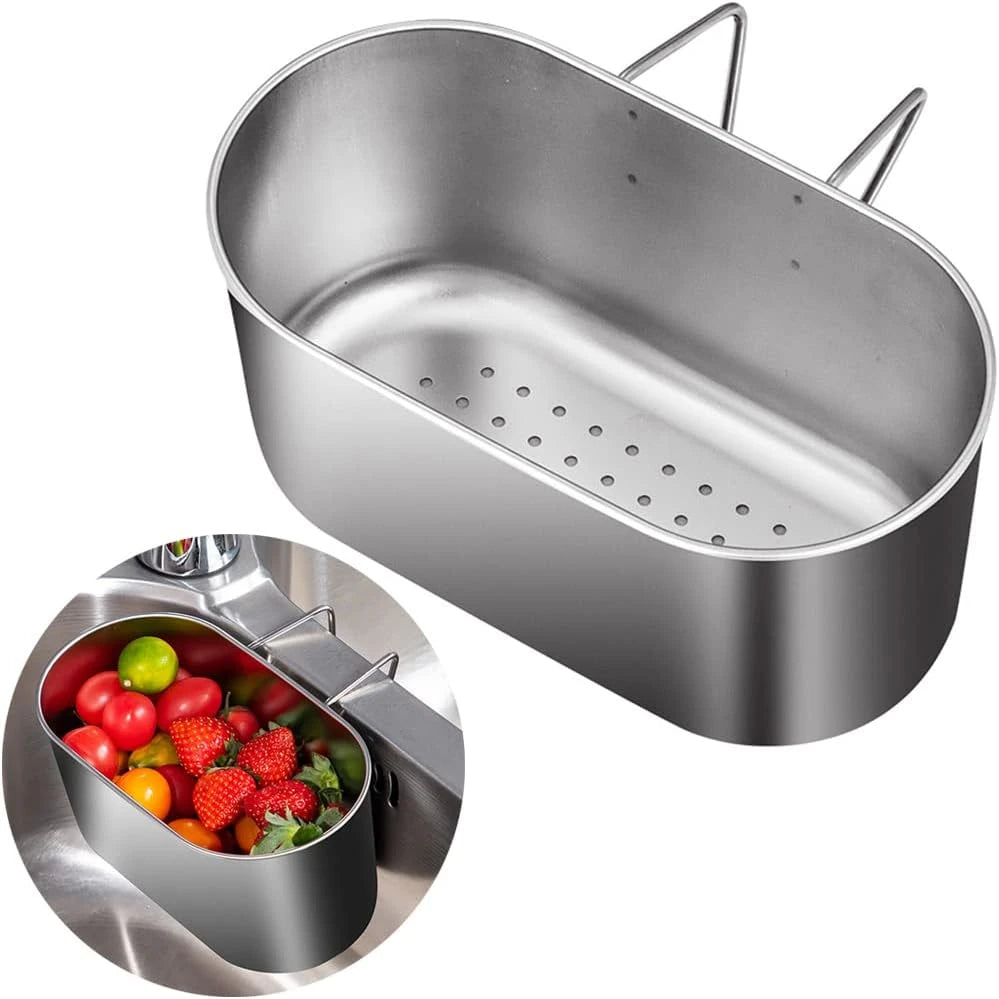 LMETJMA-colador de drenaje para fregadero de acero inoxidable, cesta de cocina, recogedor de alimentos, colador de frutas y verduras para filtro de residuos de cocina JT243