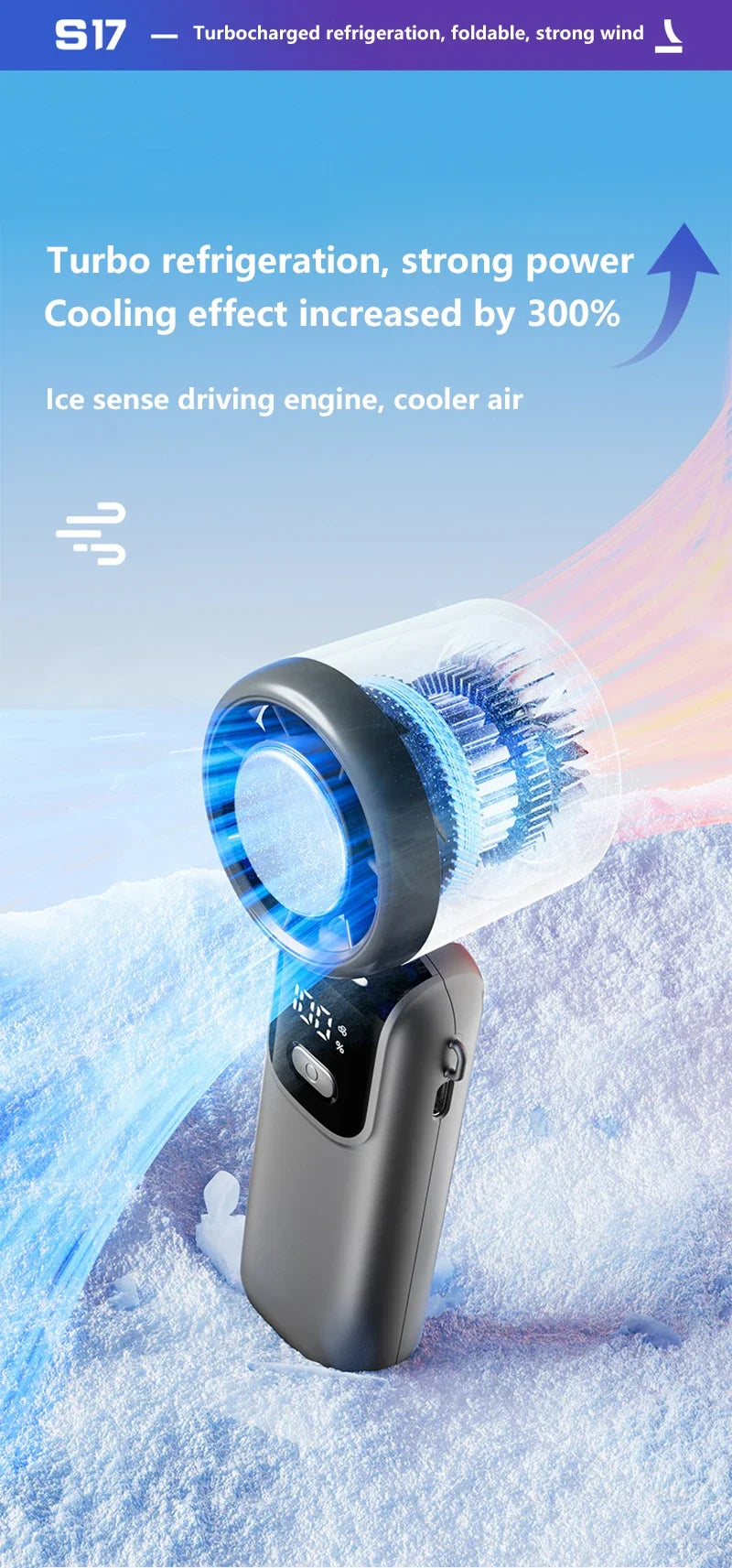 Ventilador Portátil con Enfriamiento por Hielo y 120 Velocidades