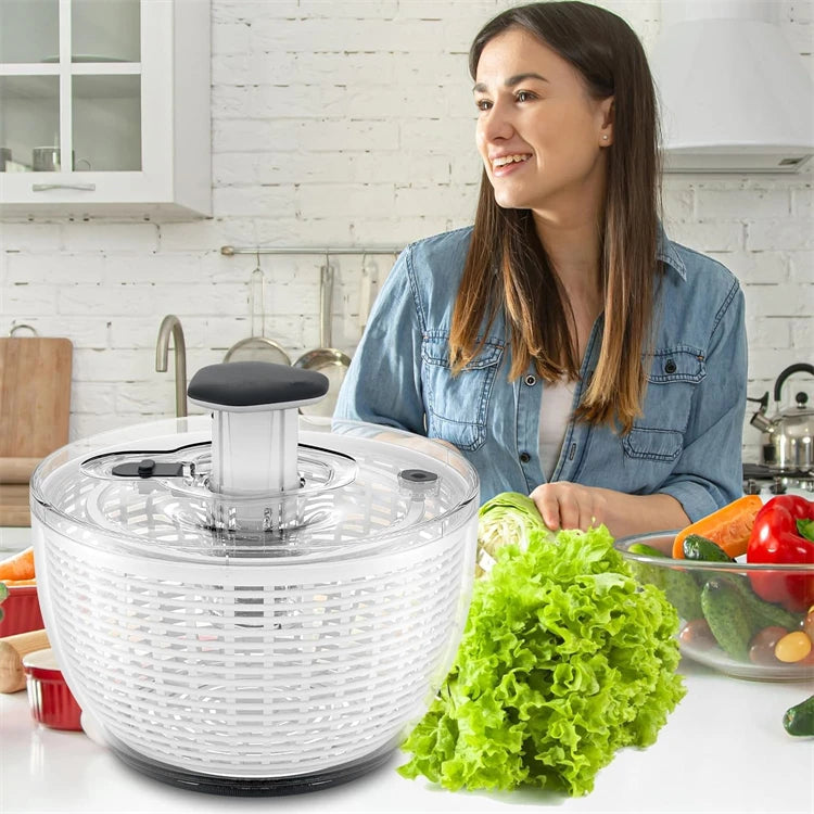 LMETJMA-espeador de ensalada de 6,3 QT, secador de lechuga grande, Spinner de una sola mano, fácil de presionar, secador de verduras grande, mezclador de ensalada, lavadora JT251