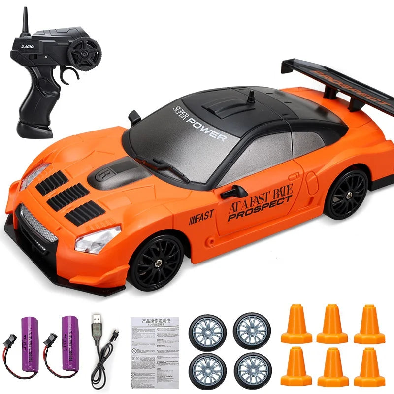 Coche de Carreras Teledirigido 2.4G 4WD, Modelos AE86, GTR, Ferrari, BMW