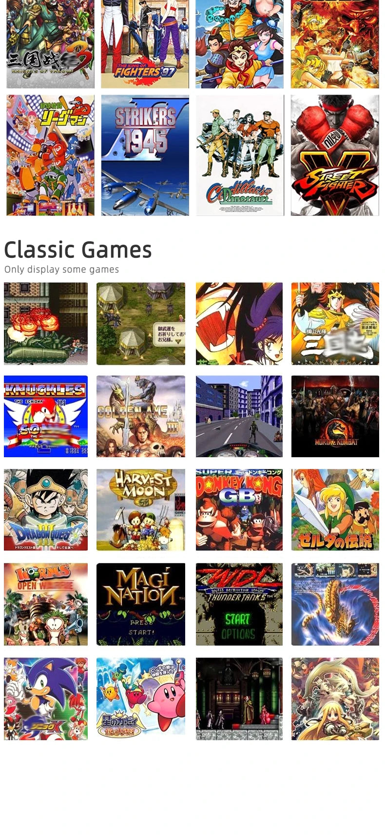 Consola de juegos portátil HD de 7 pulgadas, más de 15000 juegos integrados, más de 20 idiomas, batería de larga duración, regalos de juegos