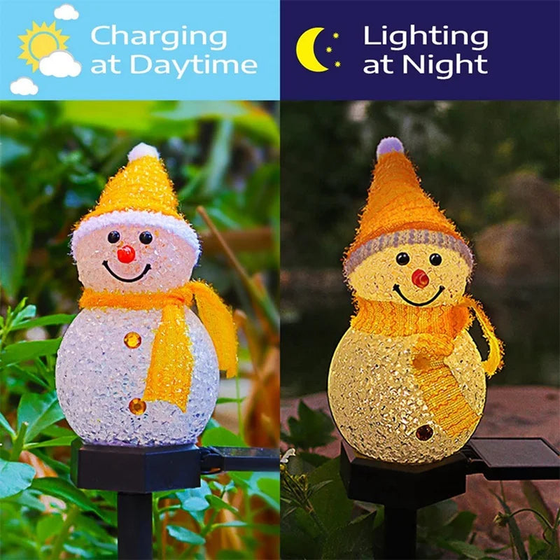 Luz Solar LED de Jardín con Figura de Muñeco de Nieve