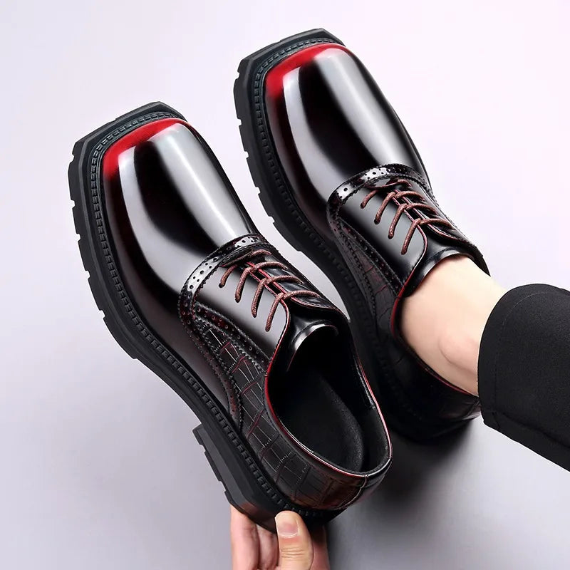 Zapatos Oxford de cuero para hombre con diseño degradado y suela de goma resistente