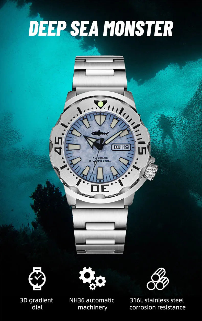 Reloj de Buceo Mecánico HEIMDALLR V2 Monster, Cristal Zafiro, NH36A, 20 Bar