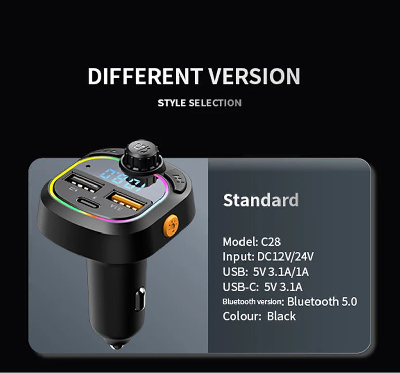 Transmisor FM Bluetooth para Auto Manos Libres con Cargador USB