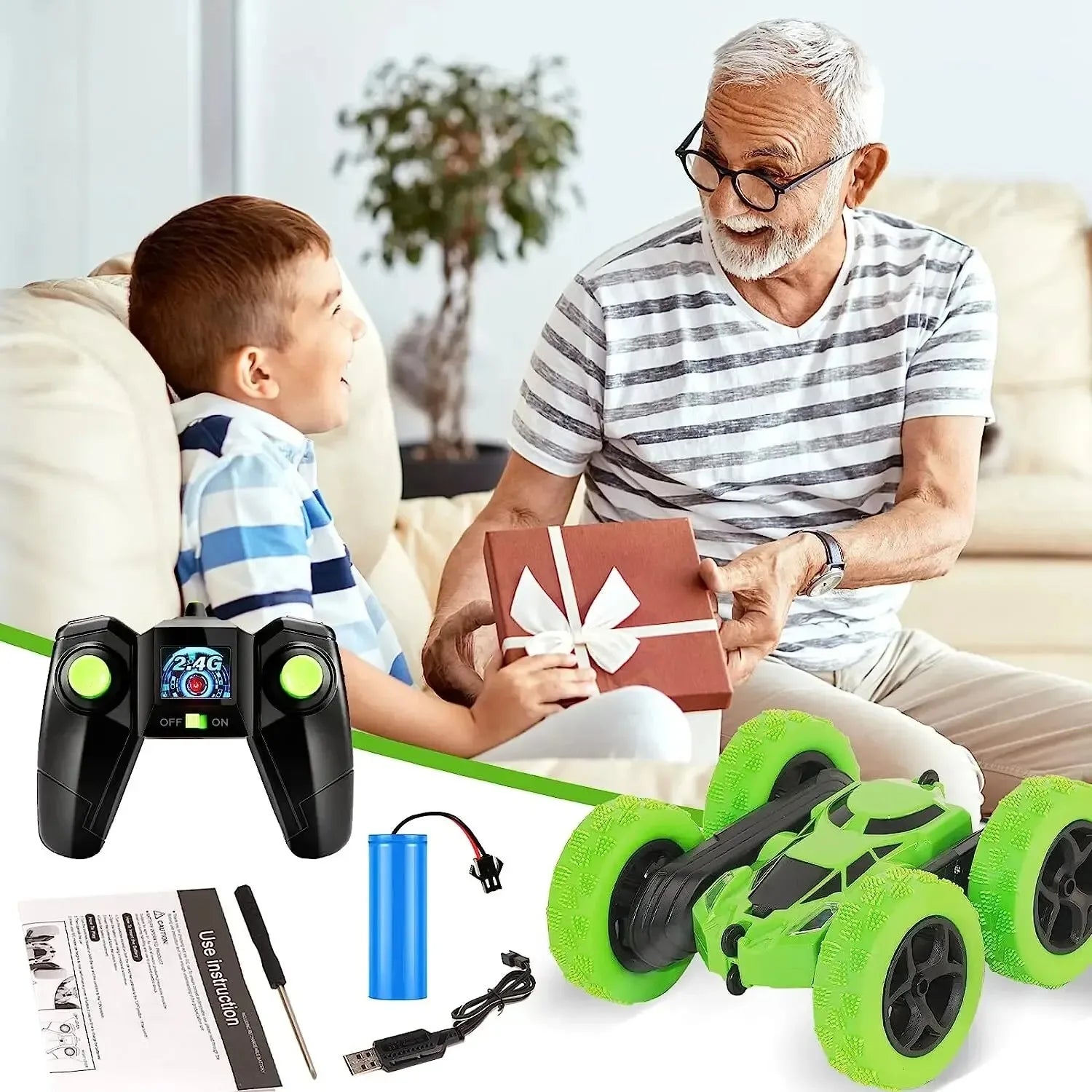Coche Acrobático RC 2.4 GHz, Deriva, Doble Cara, Acrobacias Todoterreno