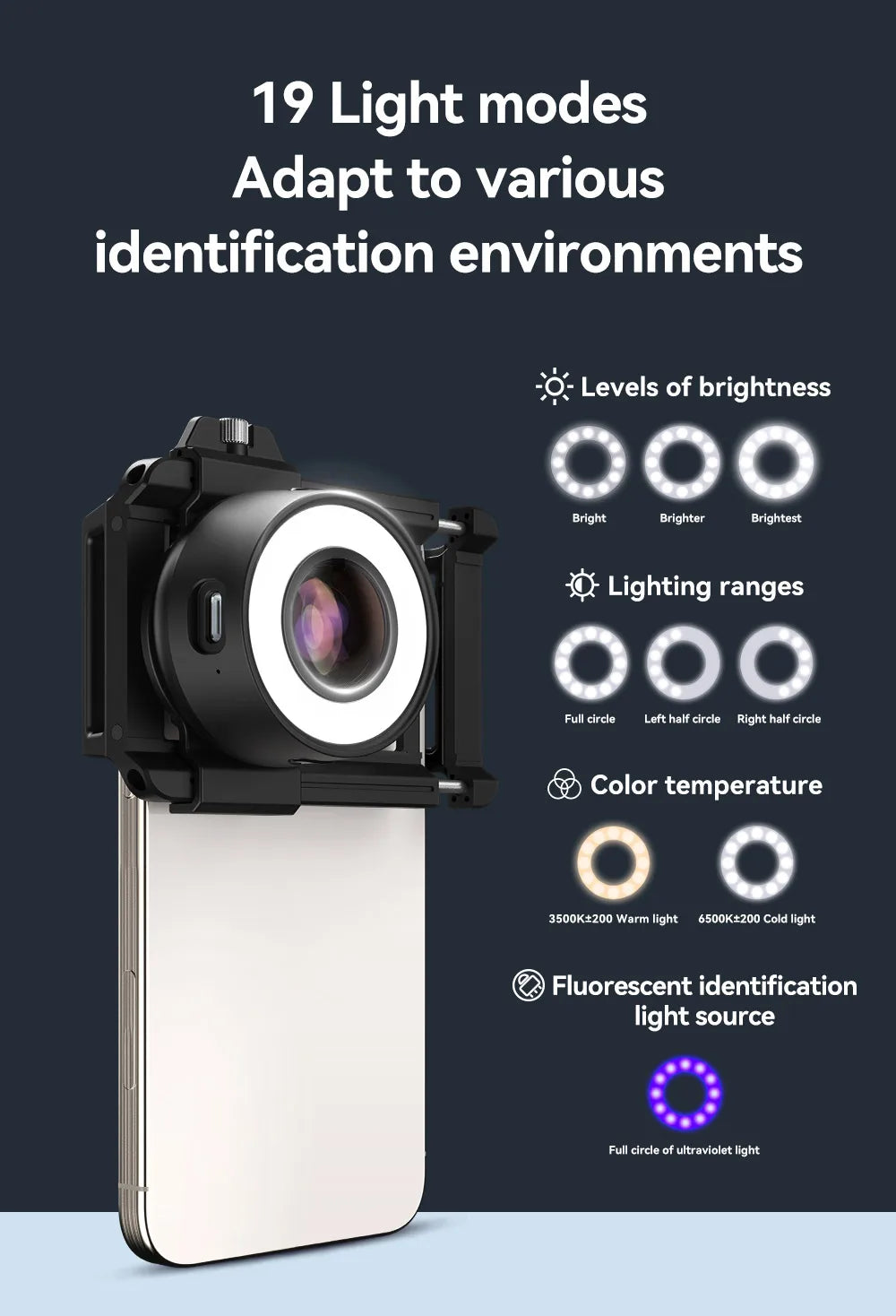 Lente Microscopio 120X APEXEL para Smartphone con Luz LED