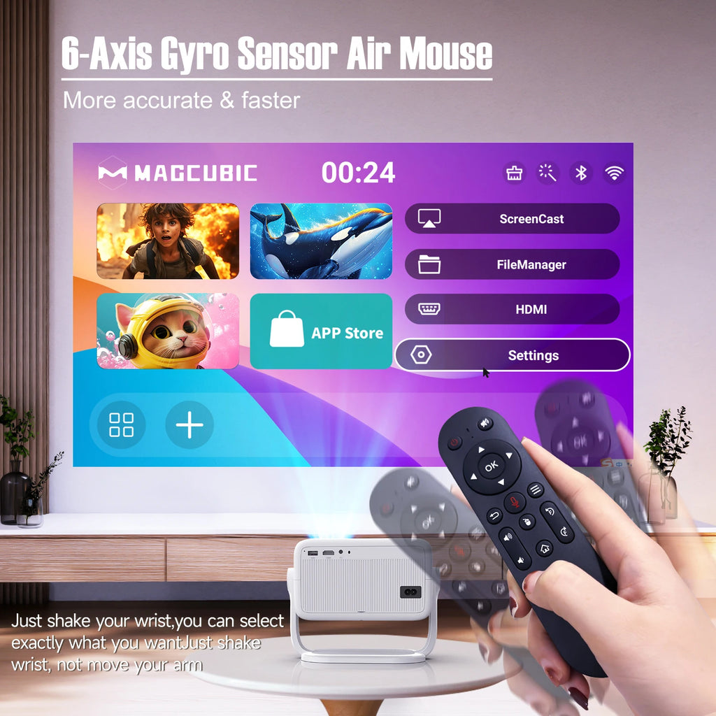 Proyector Magcubic L018 nativo 1080P 8K Android 14, WiFi6 y enfoque automático