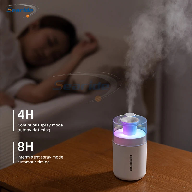Mini humidificador USB 180 ml con difusor de aromas y luz de colores