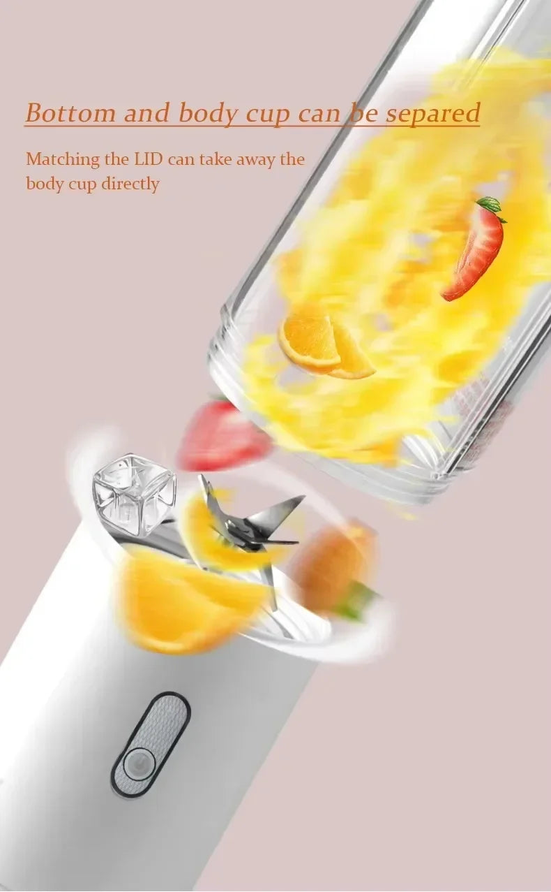 Mini Licuadora Portátil 450ml USB con 6 Cuchillas de Acero