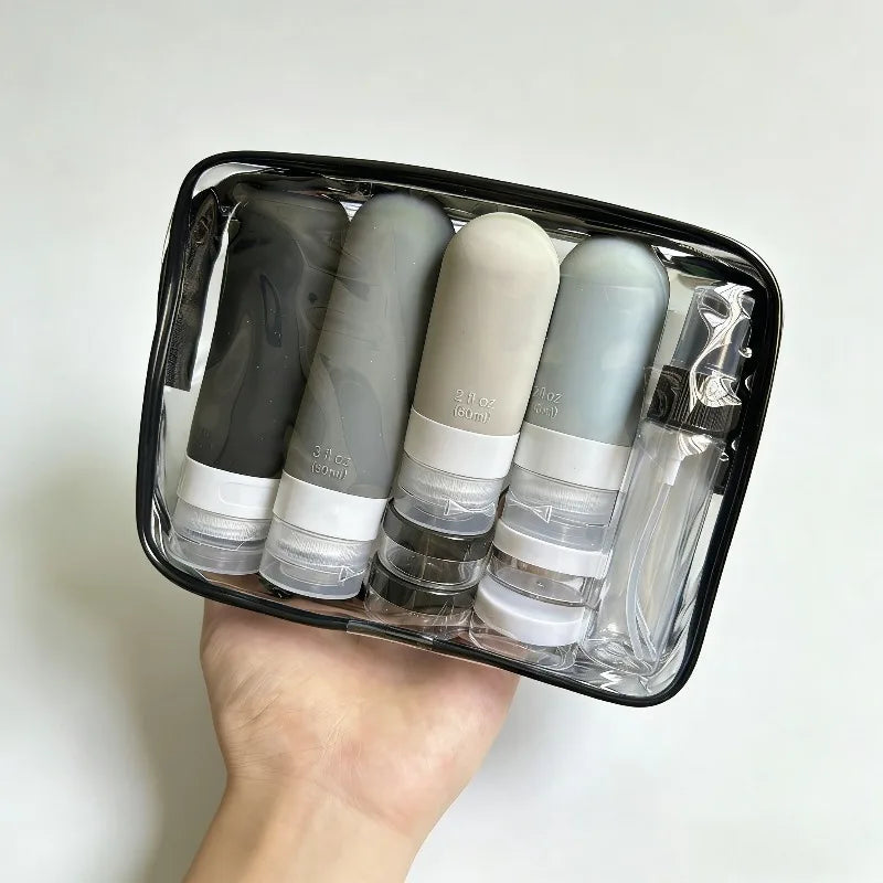 Kit de 17 Envases de Viaje de Silicona para Cosméticos Recargables