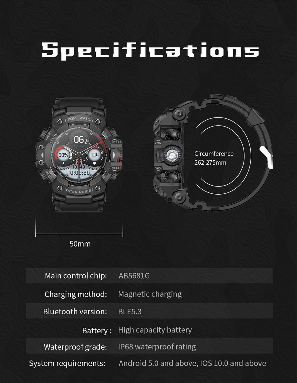 Reloj Inteligente Militar 100+ Deportes IP68