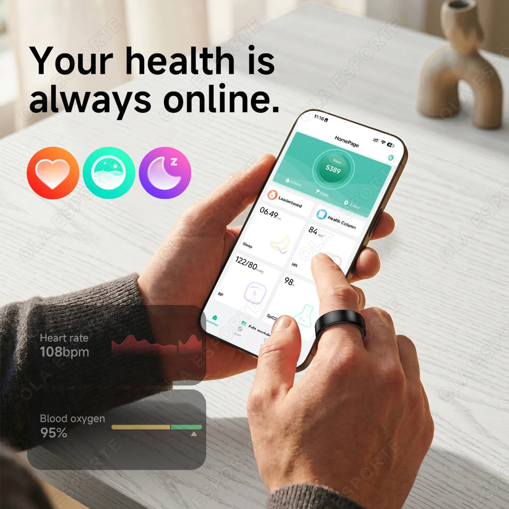 Nuevo Anillo Inteligente R12 2026 con Caja de Carga, Gestor de Salud, Resistente al Agua IP68 5 ATM, Múltiples Modos Deportivos, Anillos Inteligentes para Hombres y Mujeres