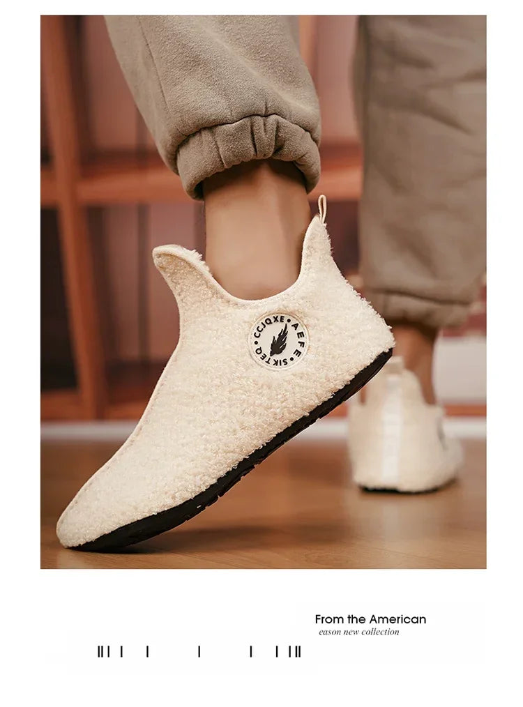YRZL, zapatos de algodón de invierno para hombre, zapatillas ligeras sin cordones de alta calidad, mocasines de algodón de felpa para interiores, zapatos cálidos Unisex