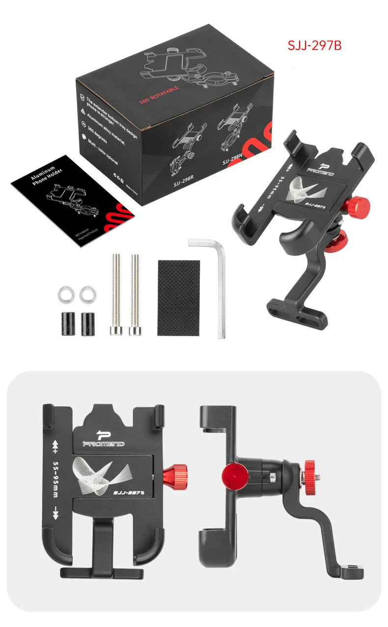 Soporte de Teléfono para Bicicleta y Moto, Aluminio, Ajustable