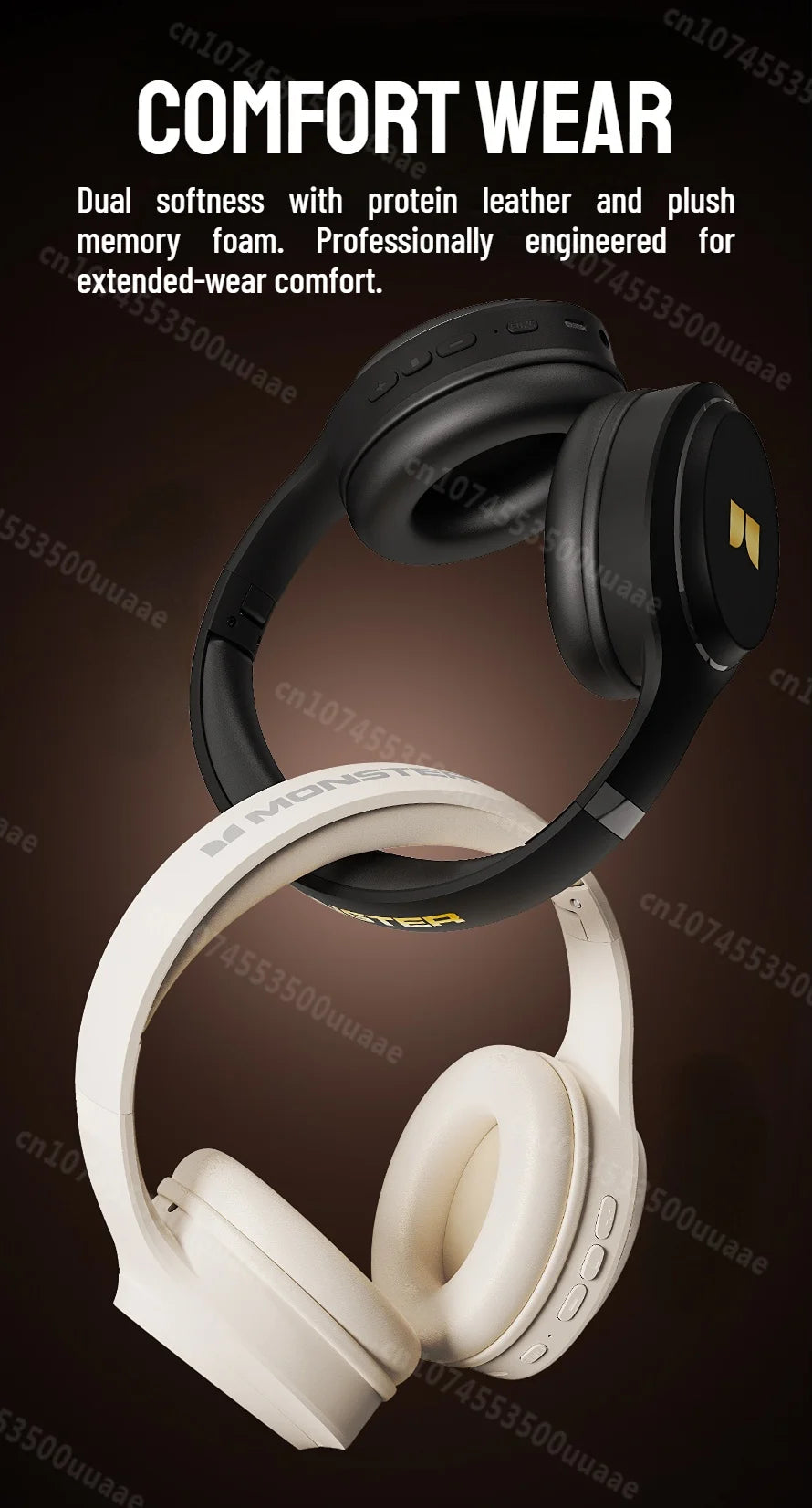 Auriculares Bluetooth 6.0 Monster Harmonic N21 con Modo EQ Dual, Sonido Estéreo Envolvente, Plegables, con Cable/Inalámbricos