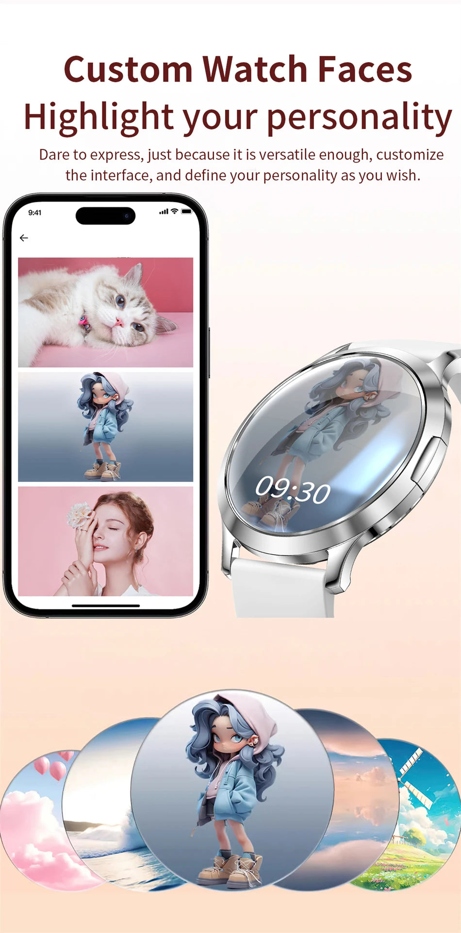 Reloj Inteligente LIGE AMOLED Curva 3D para Mujer
