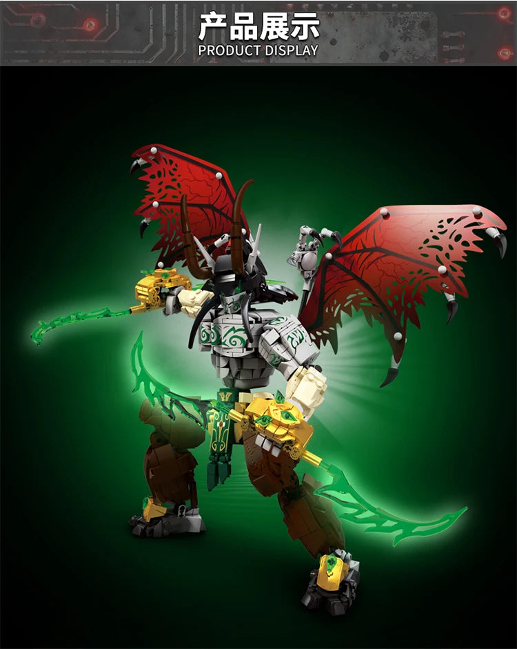 Bloques de Construcción 76112, Robot Mech Warrior, Alas Rojas, Cuchilla Verde, Modelo Dim-Blade, Kit de Bloques de Construcción, Juguete para Adultos y Niños, Regalos