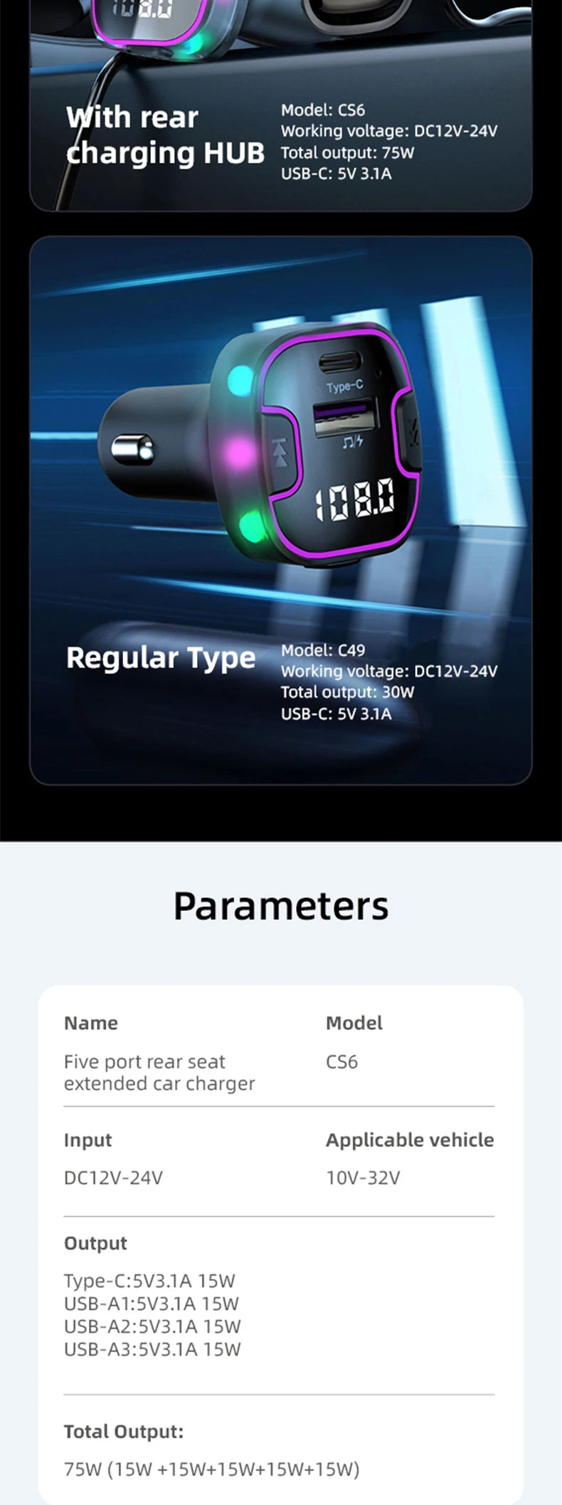 Transmisor FM Bluetooth 5.3 para Auto con Carga Dual USB y Manos Libres