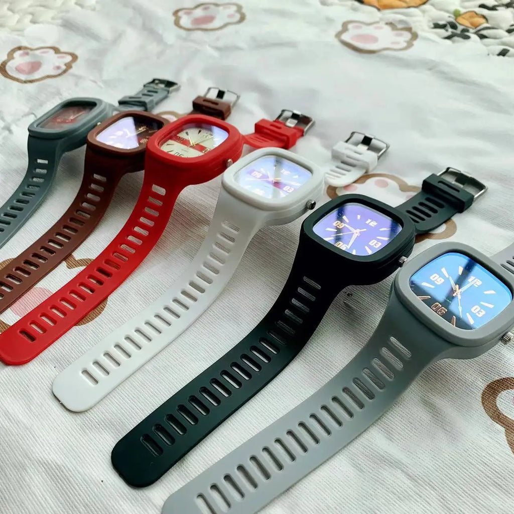 Reloj de Cuarzo Cuadrado para Mujer, Correa Silicona