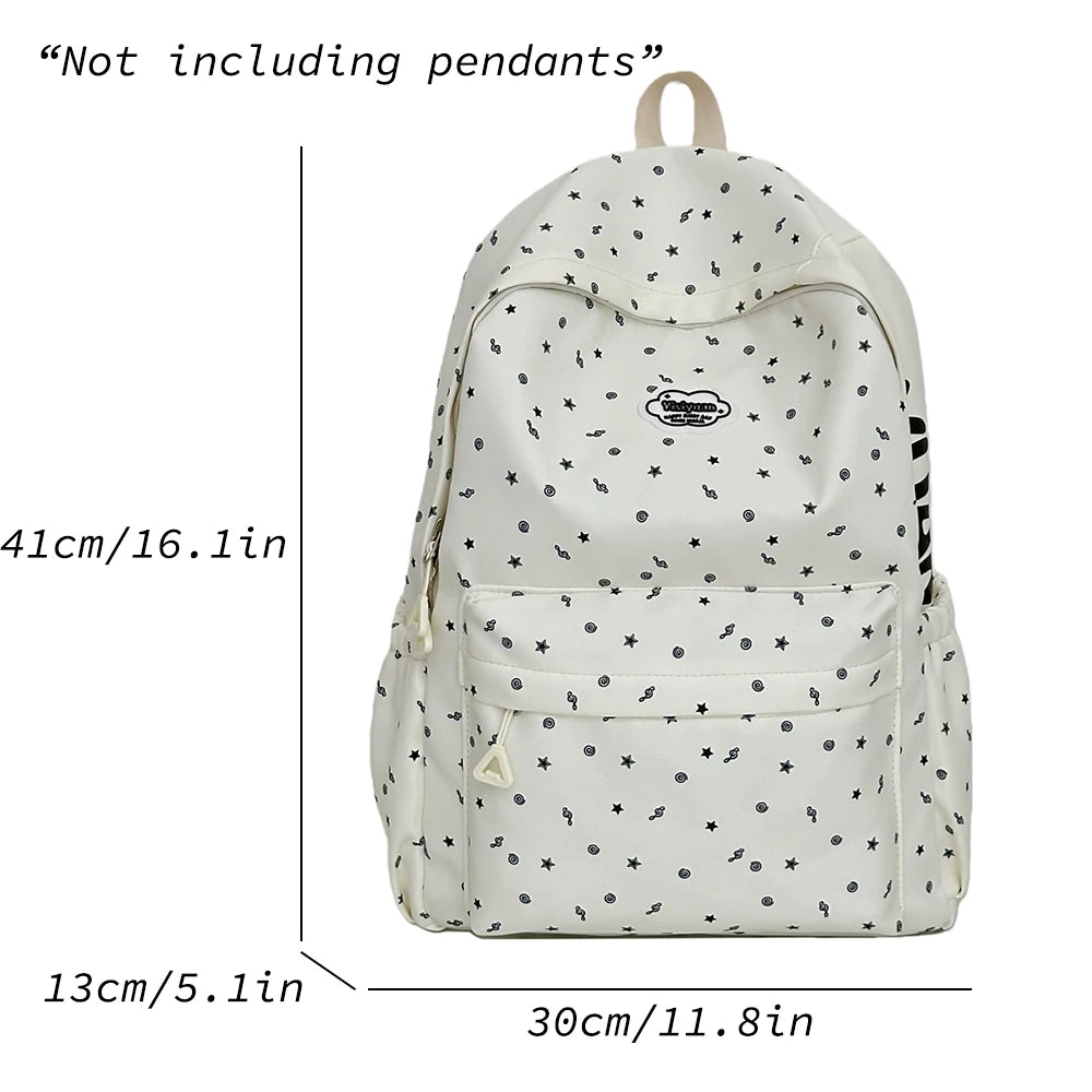 Mochila informal con estampado de estrellas, mochila espaciosa de nailon, bolso suave y duradero para adolescentes, para viajes diarios y viajes cortos