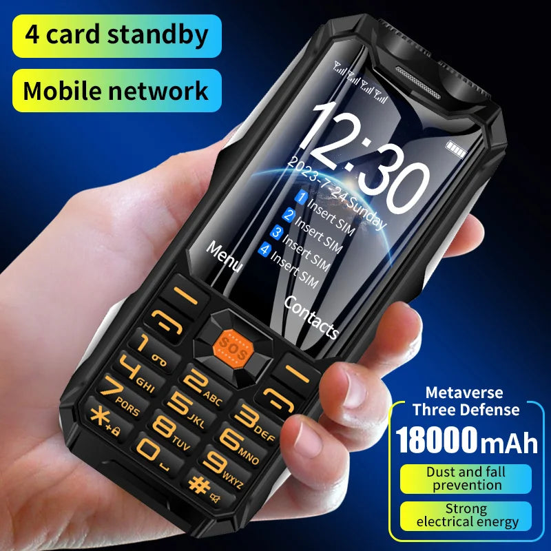 Teléfono móvil de red Q9 GSM 2G, 4 tarjetas SIM, barra resistente, pantalla HD de 3,5 pulgadas, batería grande, voz fuerte para personas mayores