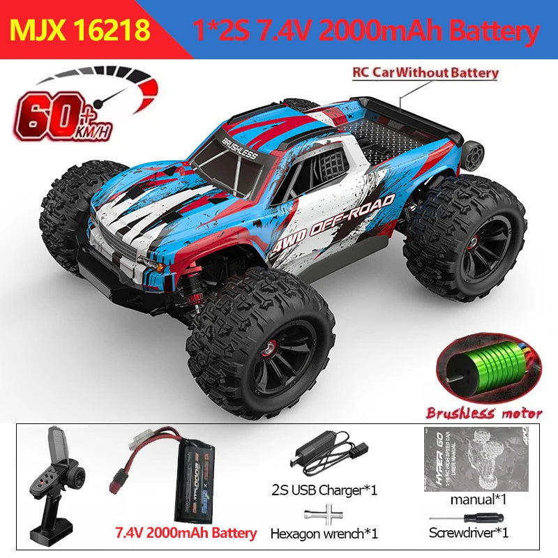 Coche RC 1/16 4WD sin Escobillas, 60 KM/H, Control Remoto 2.4G