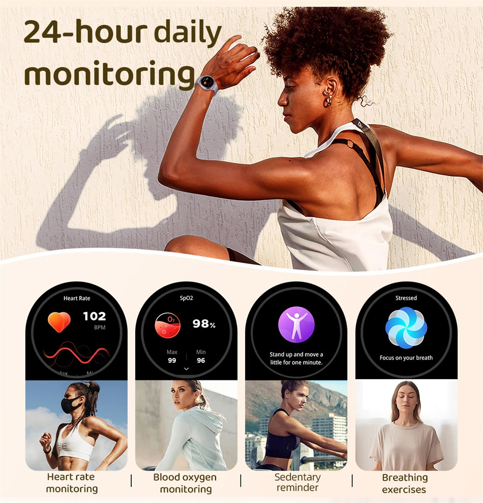 Reloj inteligente LIGE para mujer con pantalla AMOLED y llamadas Bluetooth