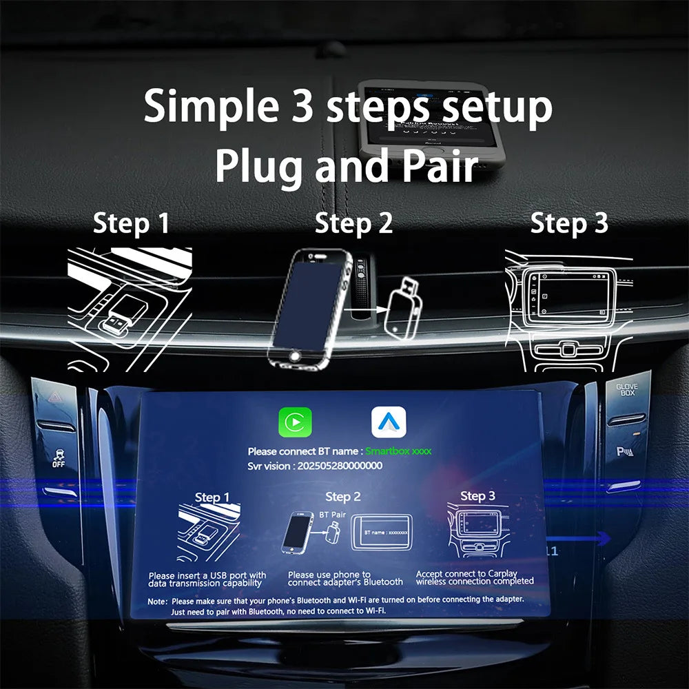 Adaptador inalámbrico 2 en 1 para CarPlay y Android Auto con WiFi y Bluetooth