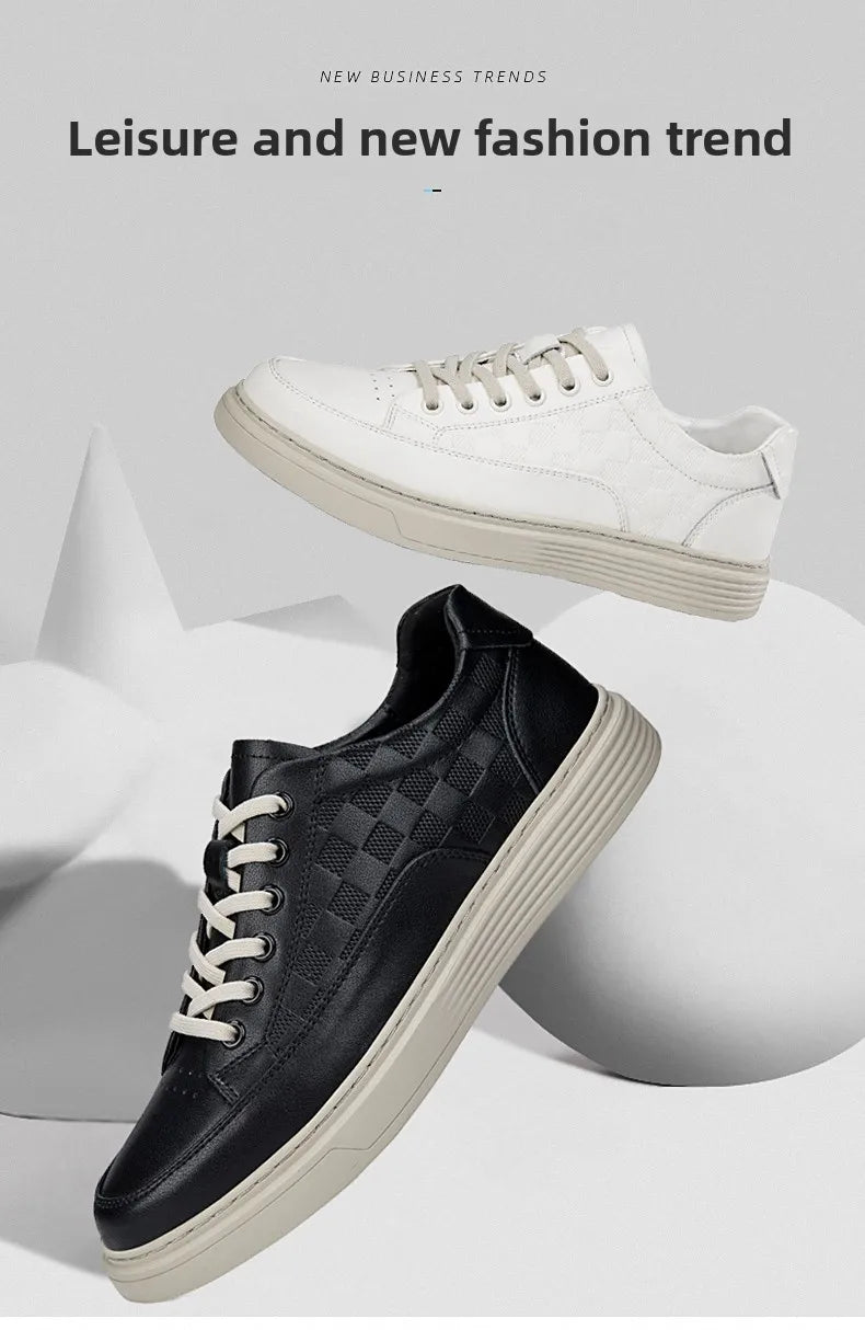 Zapatos Casuales de Cuero Genuino para Hombre - Suela Gruesa