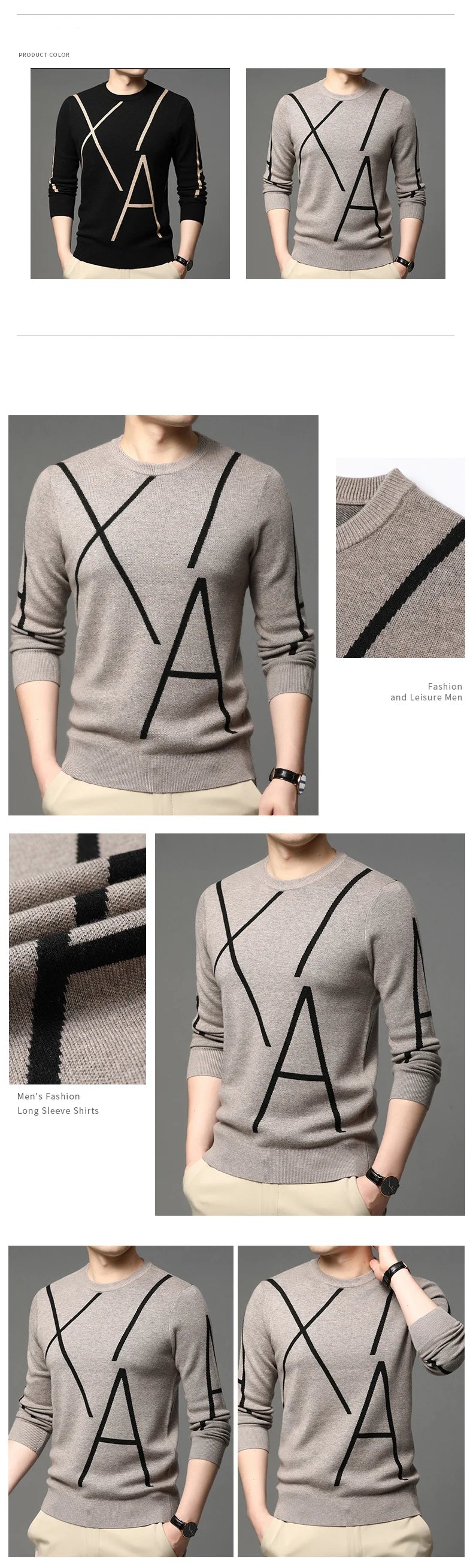 2025 nueva marca de moda de punto de gama alta de diseñador de lana de invierno suéter negro para hombre fresco otoño Casual Jumper ropa para hombre